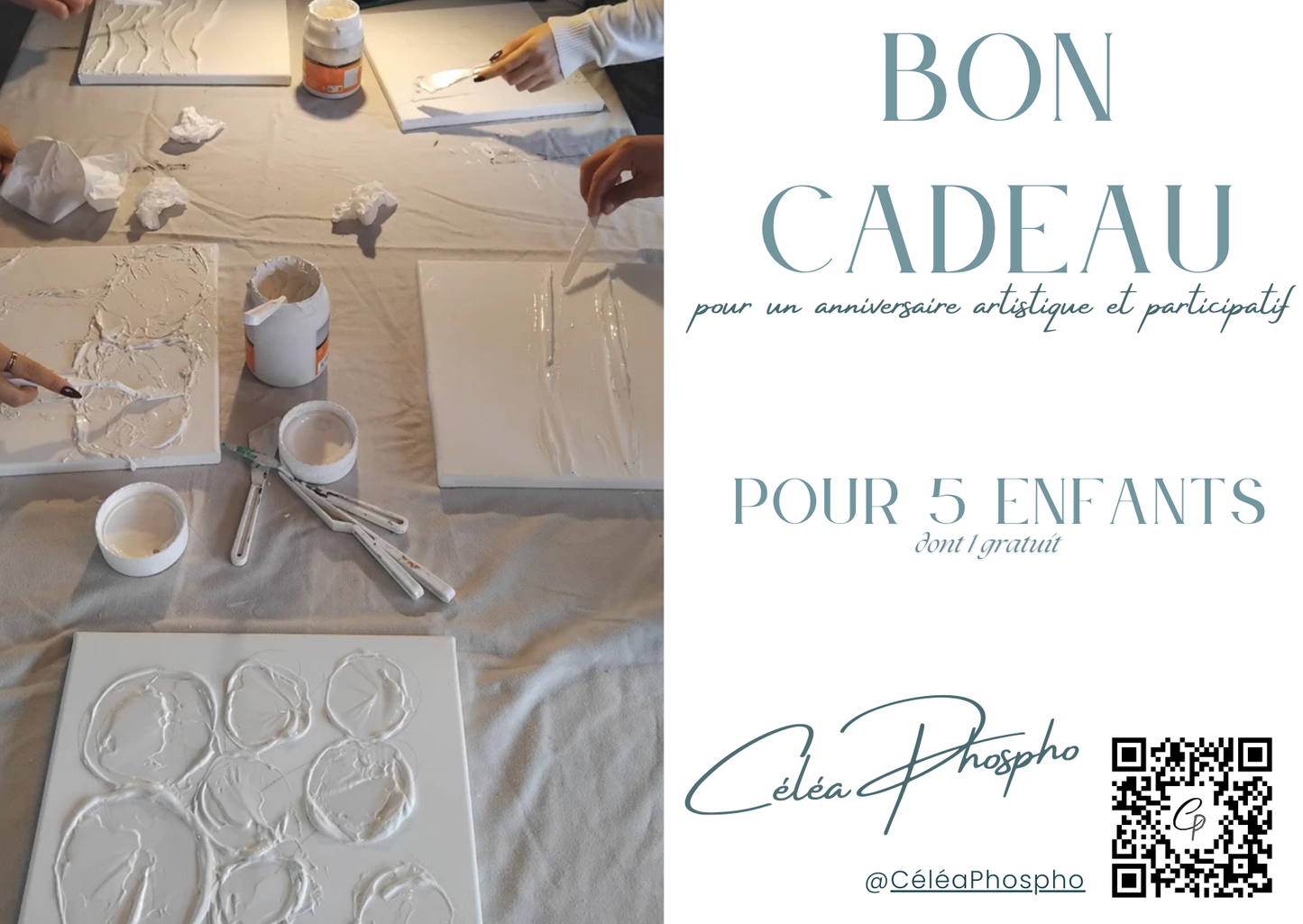 Bon cadeau pour un atelier d'anniversaire à domicile